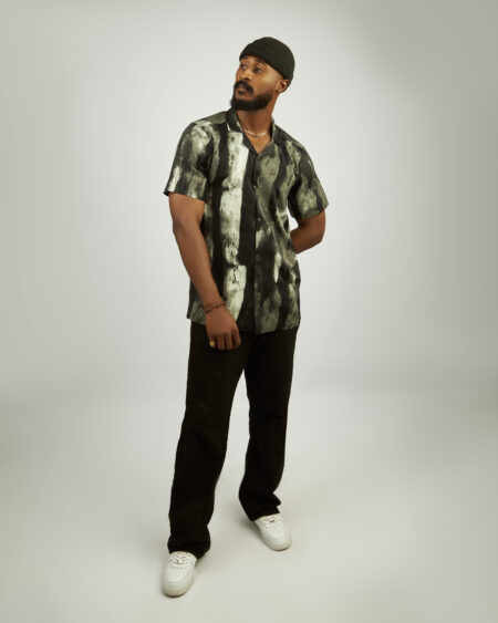 Black X Dark Ash Print Cuban shirt