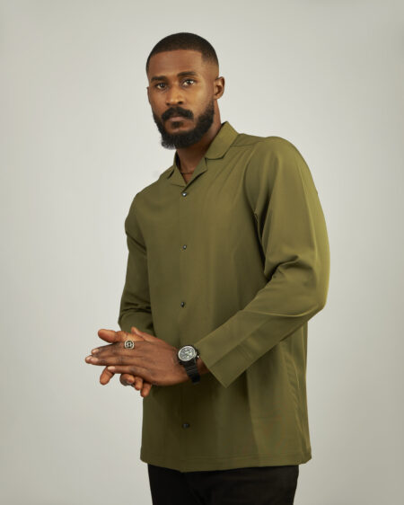 Cuban PJ's open Long sleeves Textured Silk Shirt