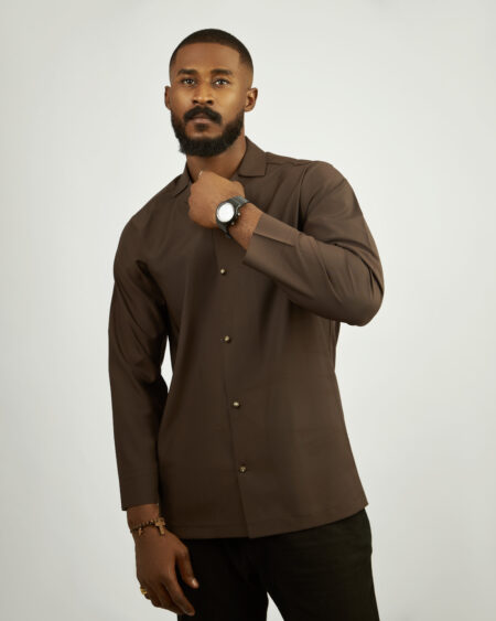 Cuban PJ's open Long sleeves Textured Silk shirt