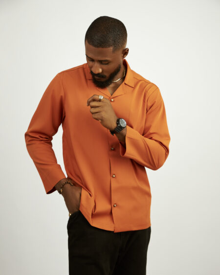 Cuban PJ's open Long sleeves Textured Silk Shirt